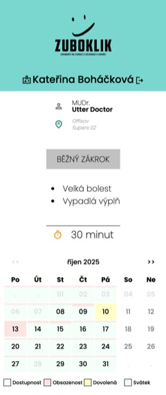 Patient's phone: the system worked out the length and offered a slot